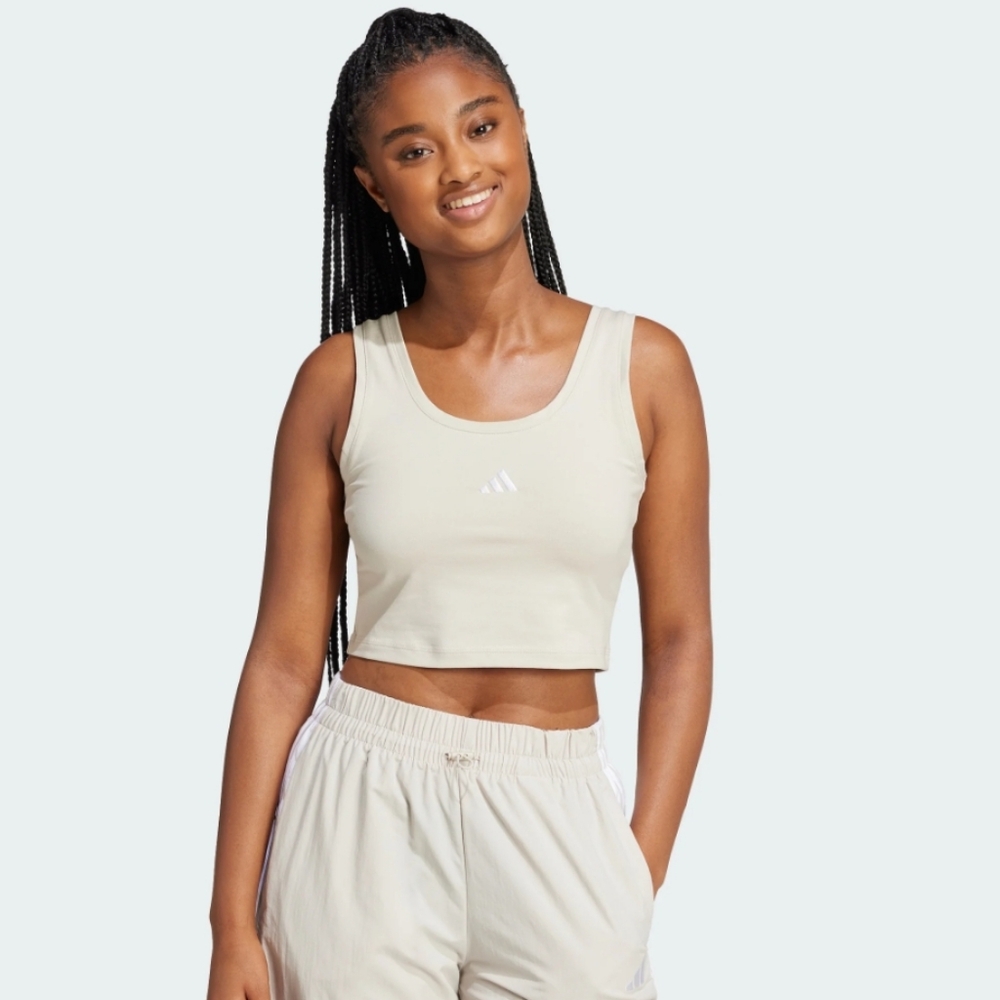 ADIDAS | Women's Cream Essentials Small Logo Cotton Cropped Tank Top